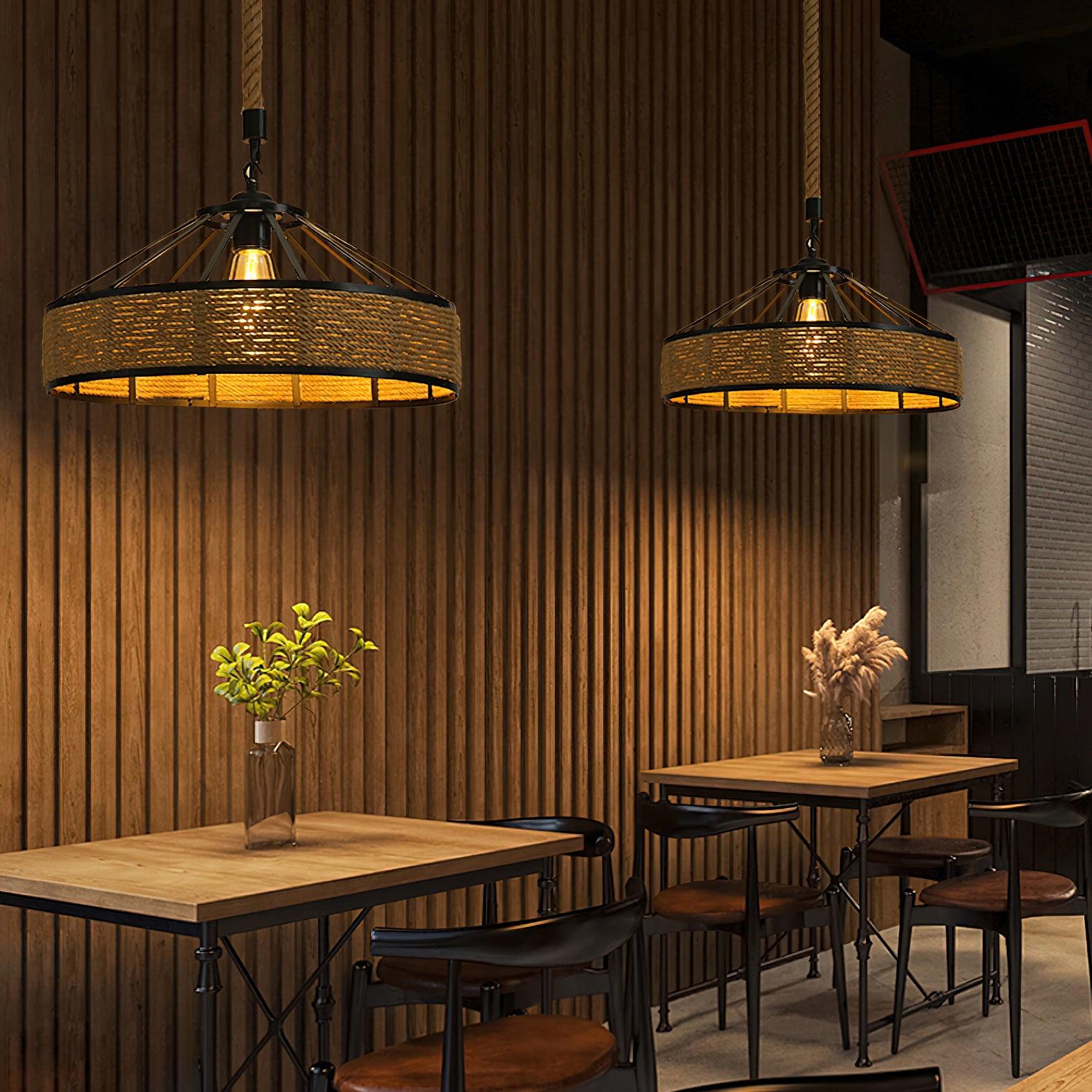 Alshaan Lampe Suspension Exquise en Corde de Chanvre Rétro - Neutralighting
