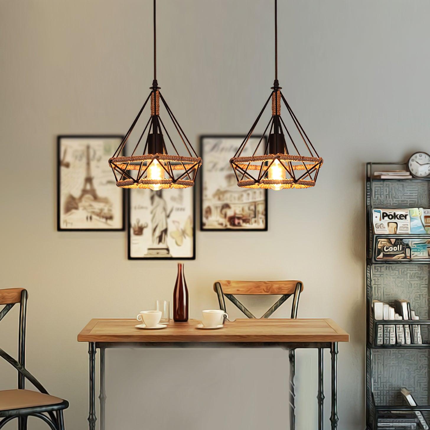 Evliran Lampe Pendante Moderne en Corde de Chanvre Rétro - Neutralighting
