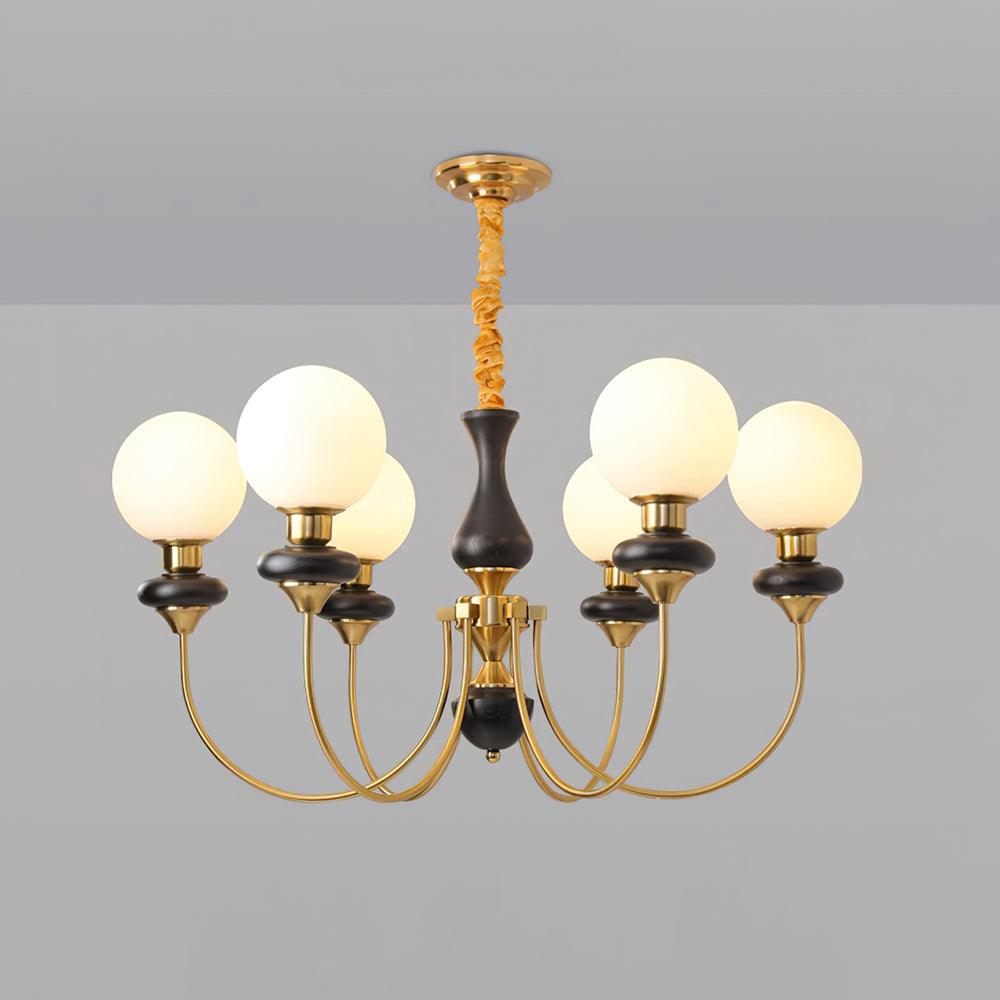 Lustra Lustre Laiton Bras Courbés Noyer Vintage Élégant - Neutralighting
