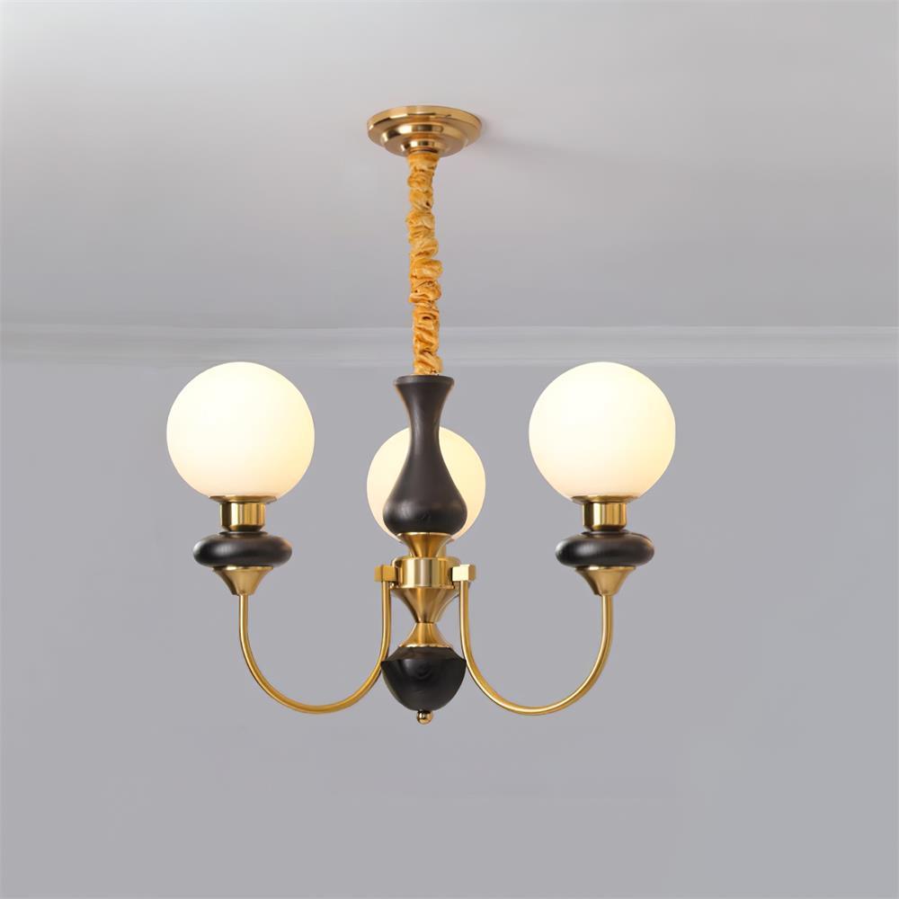 Lustra Lustre Laiton Bras Courbés Noyer Vintage Élégant - Neutralighting