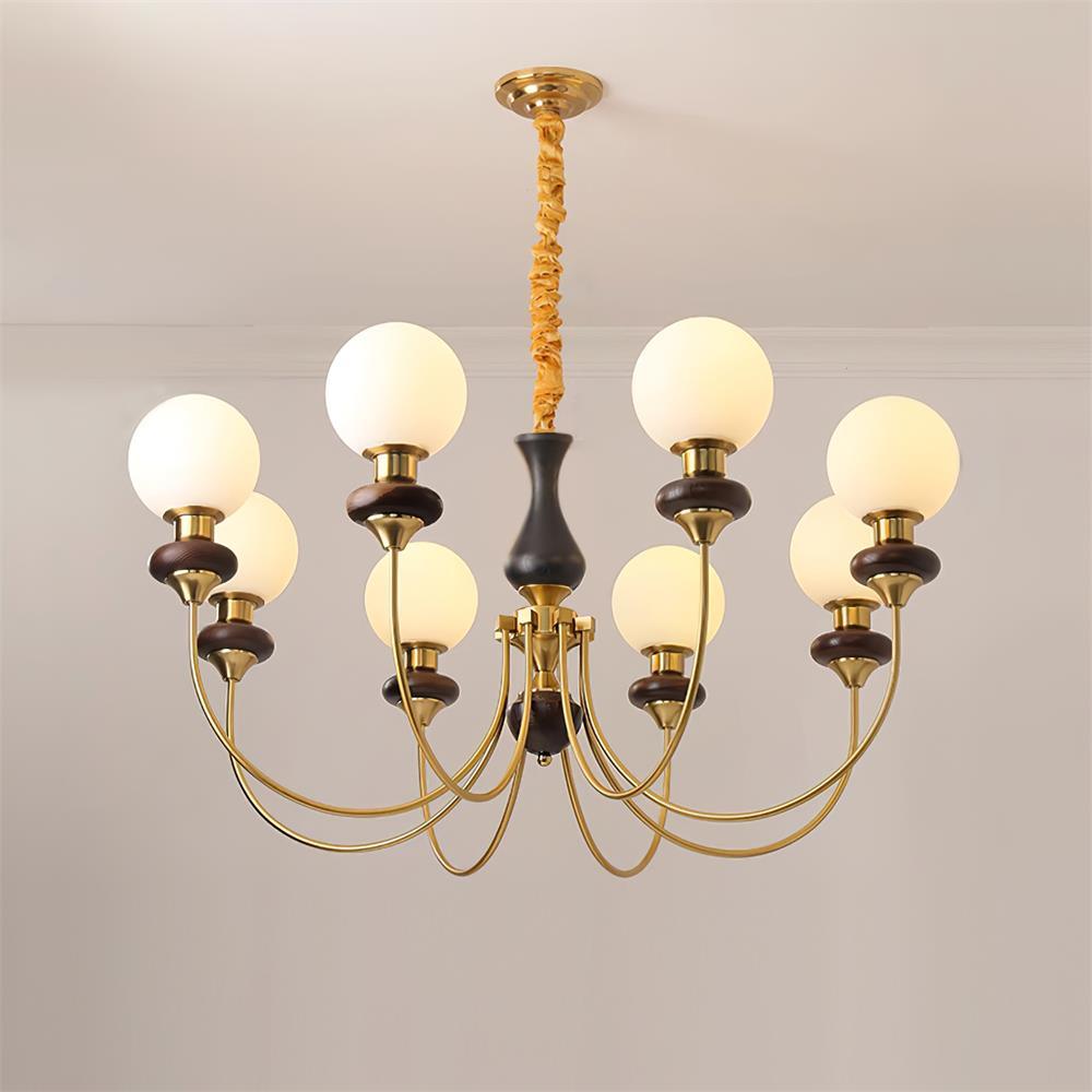 Lustra Lustre Laiton Bras Courbés Noyer Vintage Élégant - Neutralighting