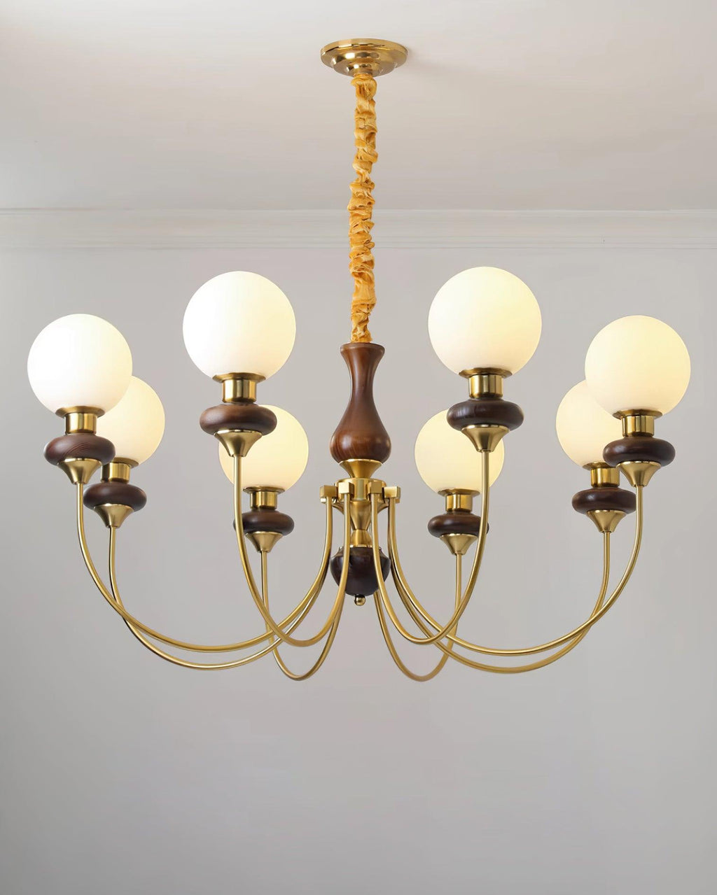 Lustra Lustre Laiton Bras Courbés Noyer Vintage Élégant - Neutralighting