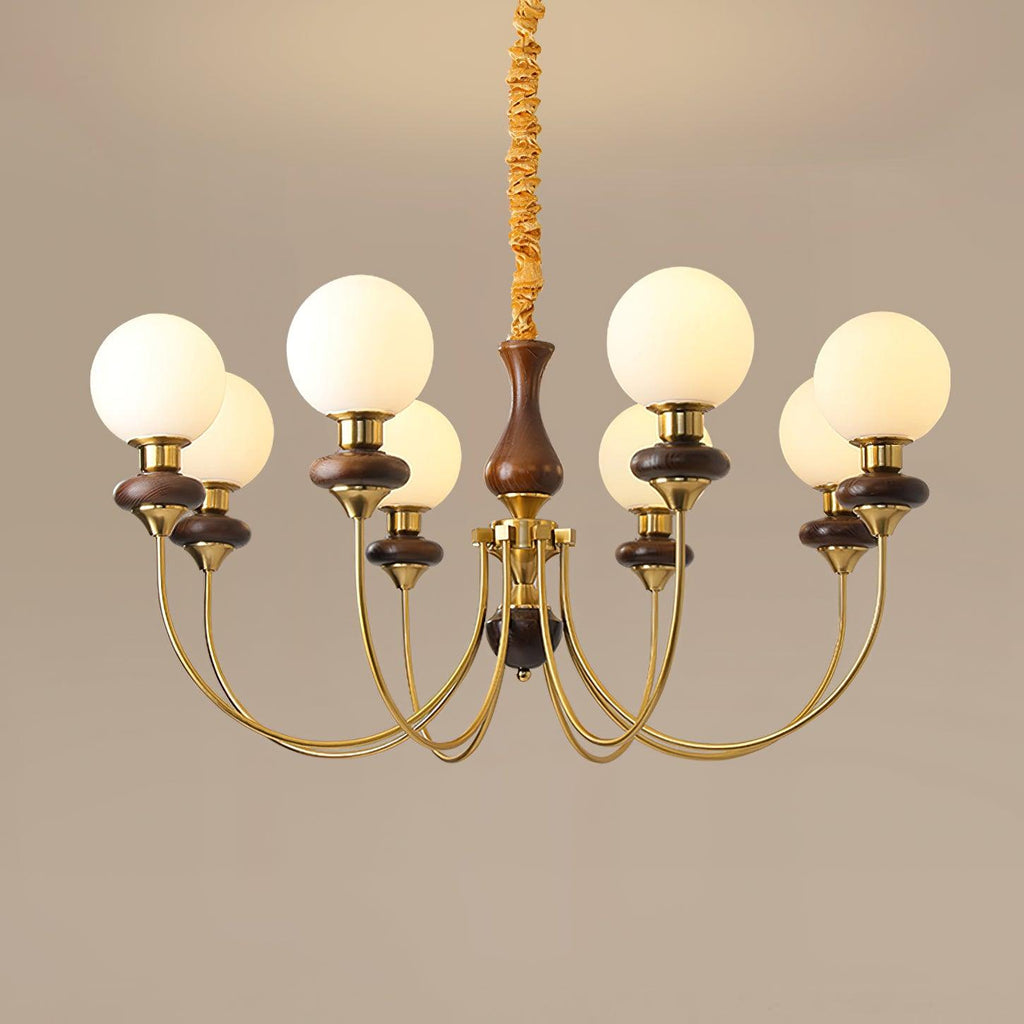 Lustra Lustre Laiton Bras Courbés Noyer Vintage Élégant - Neutralighting