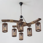 Lustra Chandelier Rétro en Bois Massif Industriel - Neutralighting