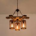Lustra Chandelier Rétro en Bois Massif Industriel - Neutralighting