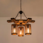 Lustra Chandelier Rétro en Bois Massif Industriel - Neutralighting