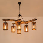 Lustra Chandelier Rétro en Bois Massif Industriel - Neutralighting