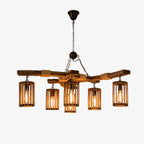 Lustra Chandelier Rétro en Bois Massif Industriel - Neutralighting