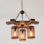 Lustra Chandelier Rétro en Bois Massif Industriel - Neutralighting