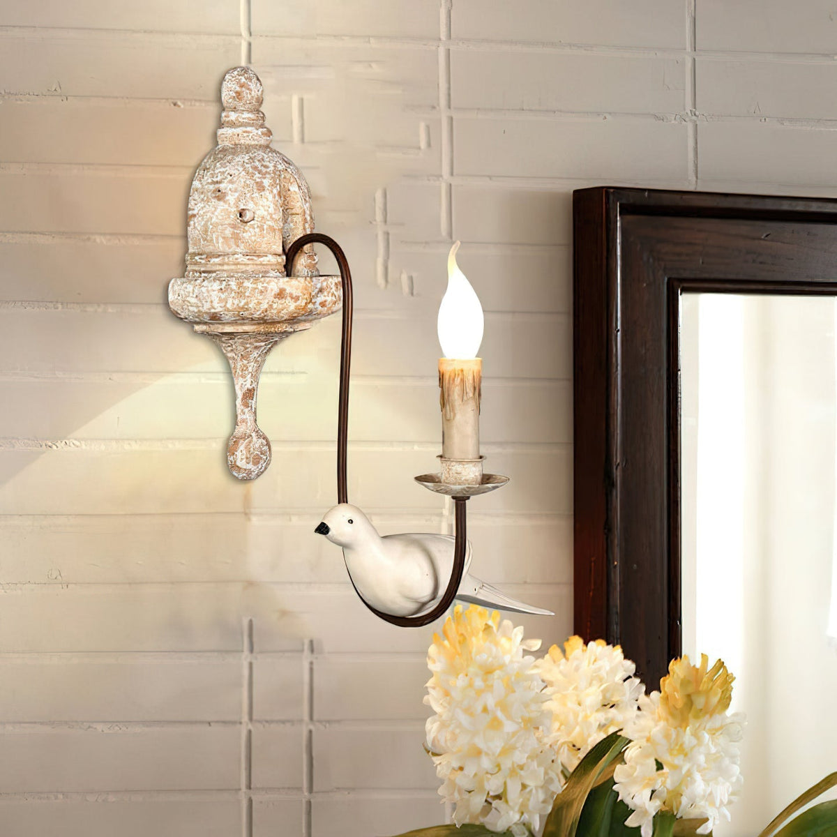 Syraean Applique Murale Métal Bois Rétro Vintage Oiseau - Neutralighting