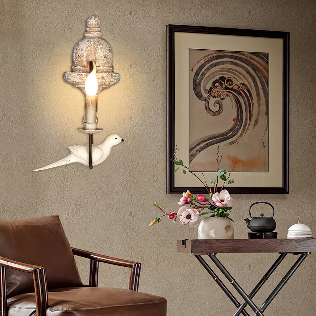 Syraean Applique Murale Métal Bois Rétro Vintage Oiseau - Neutralighting