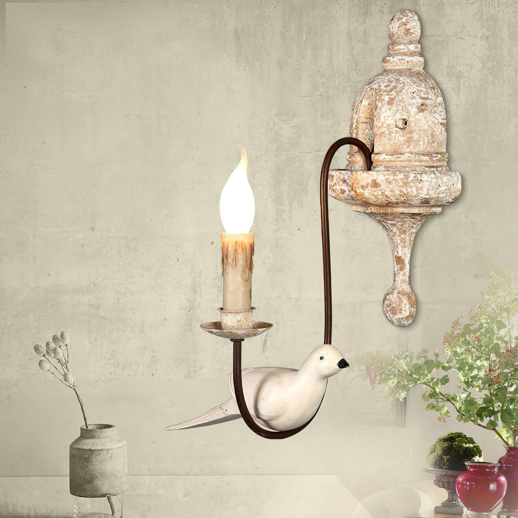 Syraean Applique Murale Métal Bois Rétro Vintage Oiseau - Neutralighting
