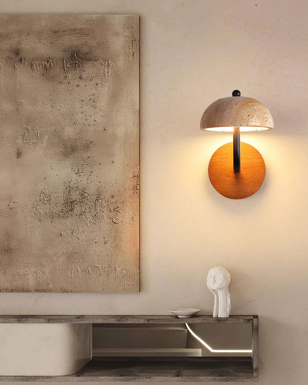 Solaro Applique Murale Travertin Abat-jour Demi-Dôme - Neutralighting