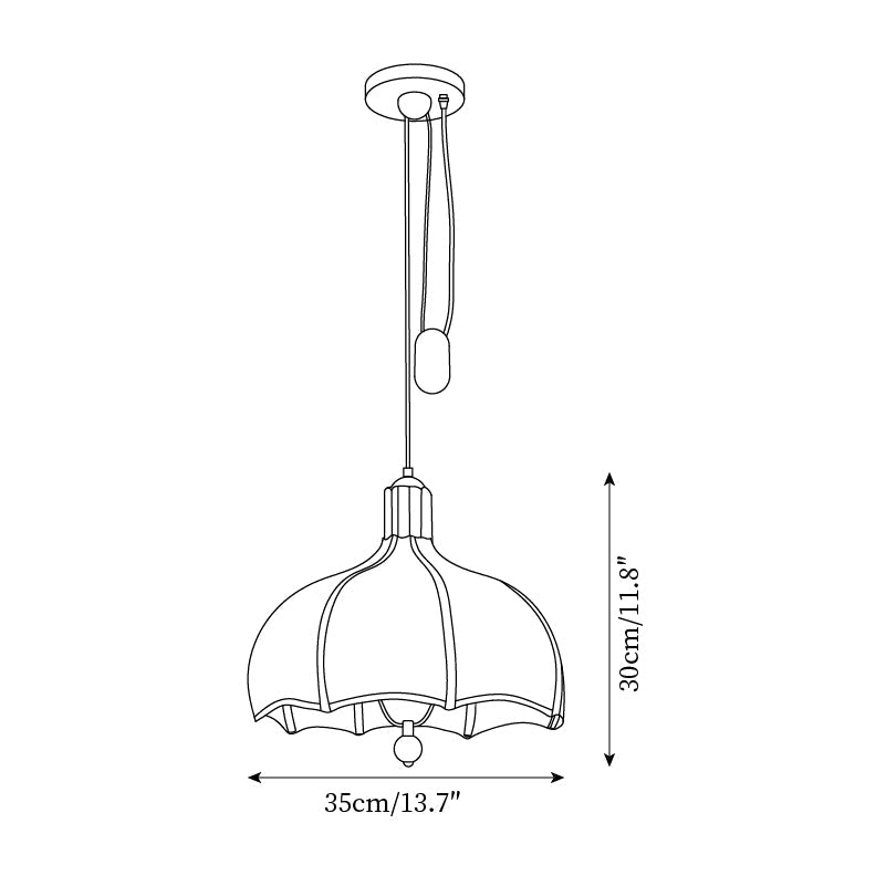 Revi Suspension Lampe Bois Tissu Festonné Réglable - Neutralighting