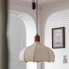 Revi Suspension Lampe Bois Tissu Festonné Réglable - Neutralighting