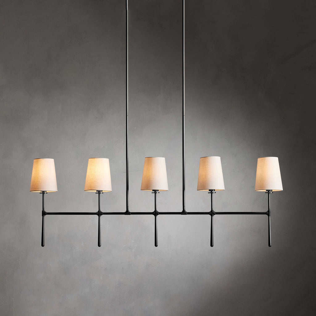 Eurvinen Lustre Industriel Vintage Linéaire Métal Tissu - Neutralighting