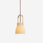 Eclipse Pendant Lamp Ribbed White Ceramic with Brass Handle - Neutralighting
