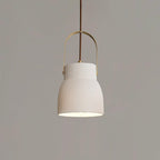 Eclipse Pendant Lamp Ribbed White Ceramic with Brass Handle - Neutralighting