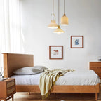 Eclipse Pendant Lamp Ribbed White Ceramic with Brass Handle - Neutralighting