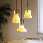 Eclipse Pendant Lamp Ribbed White Ceramic with Brass Handle - Neutralighting