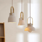 Eclipse Pendant Lamp Ribbed White Ceramic with Brass Handle - Neutralighting
