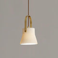 Eclipse Pendant Lamp Ribbed White Ceramic with Brass Handle - Neutralighting