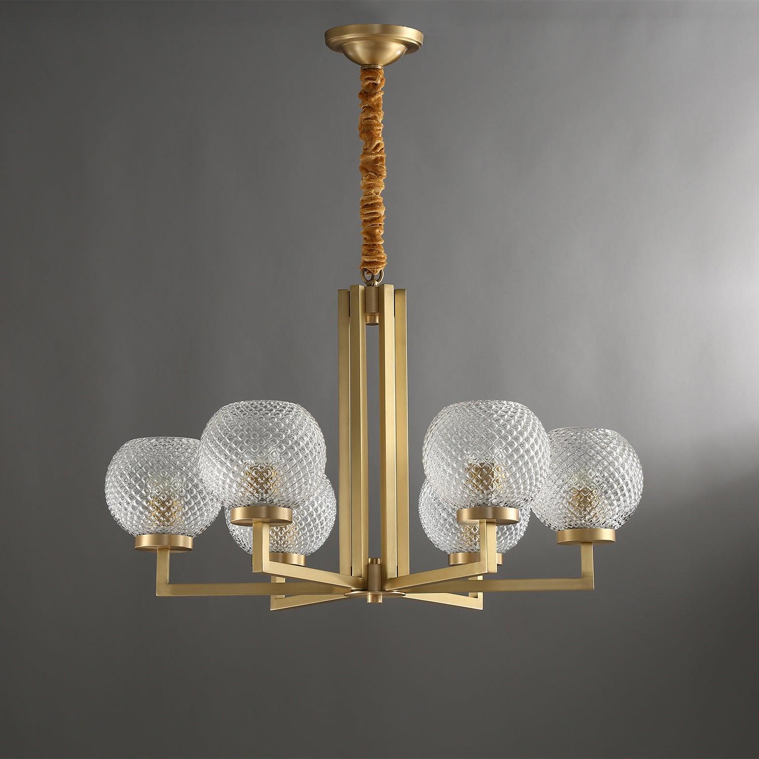 Vera Lustre en Laiton Avec Verre Cannelé - Neutralighting