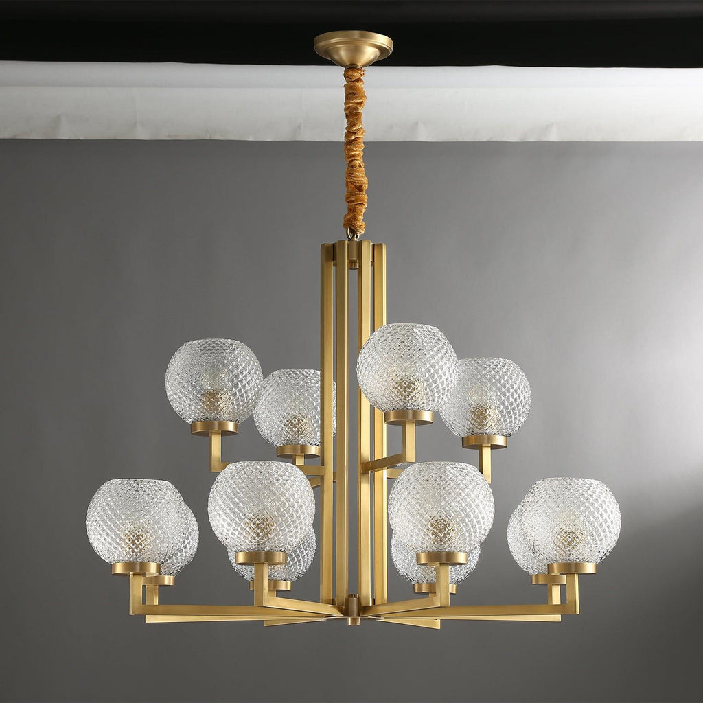 Vera Lustre en Laiton Avec Verre Cannelé - Neutralighting