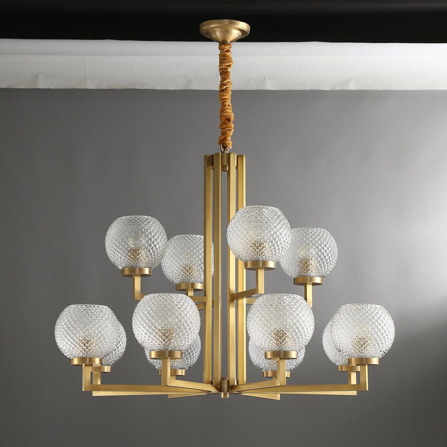 Vera Lustre en Laiton Avec Verre Cannelé - Neutralighting
