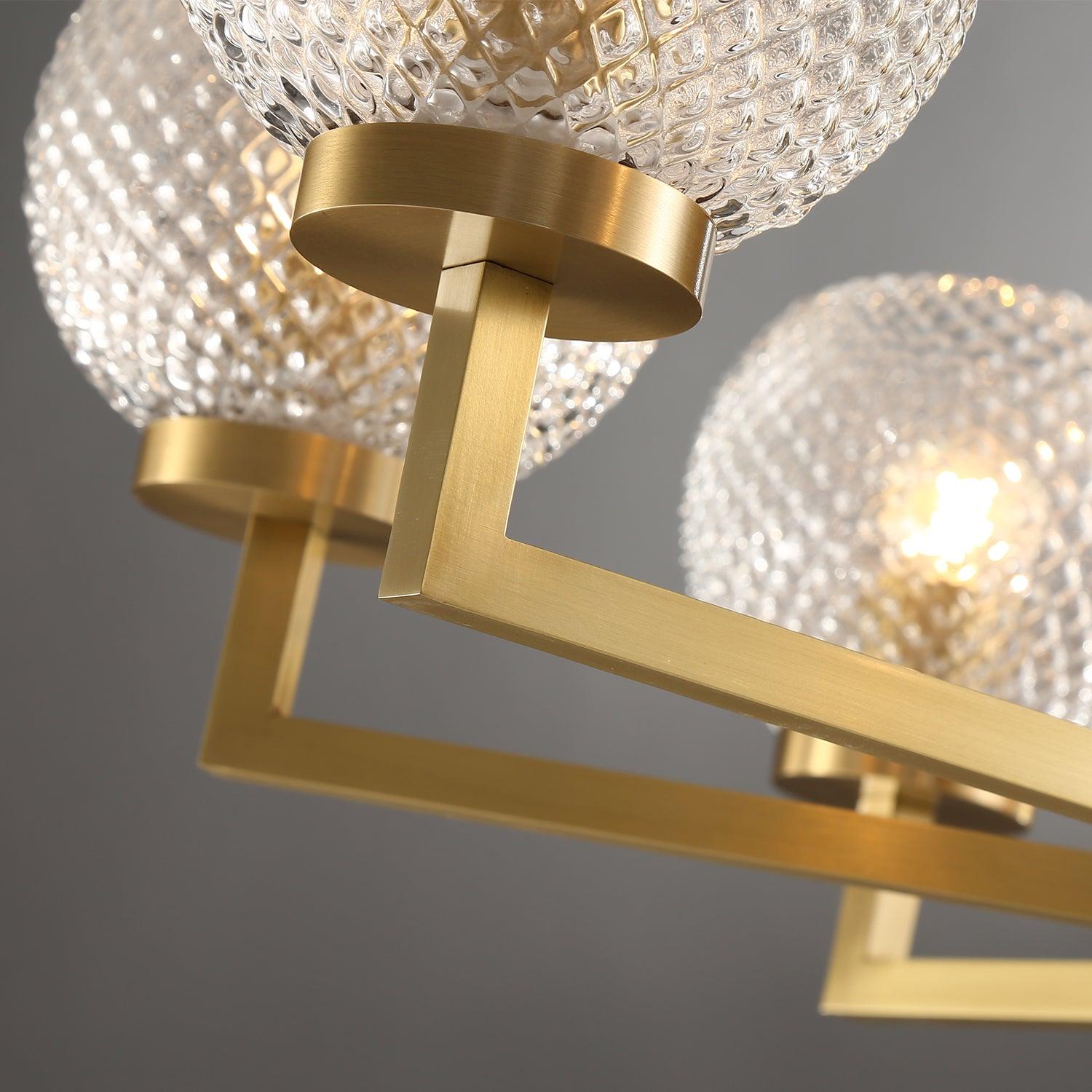 Vera Lustre en Laiton Avec Verre Cannelé - Neutralighting