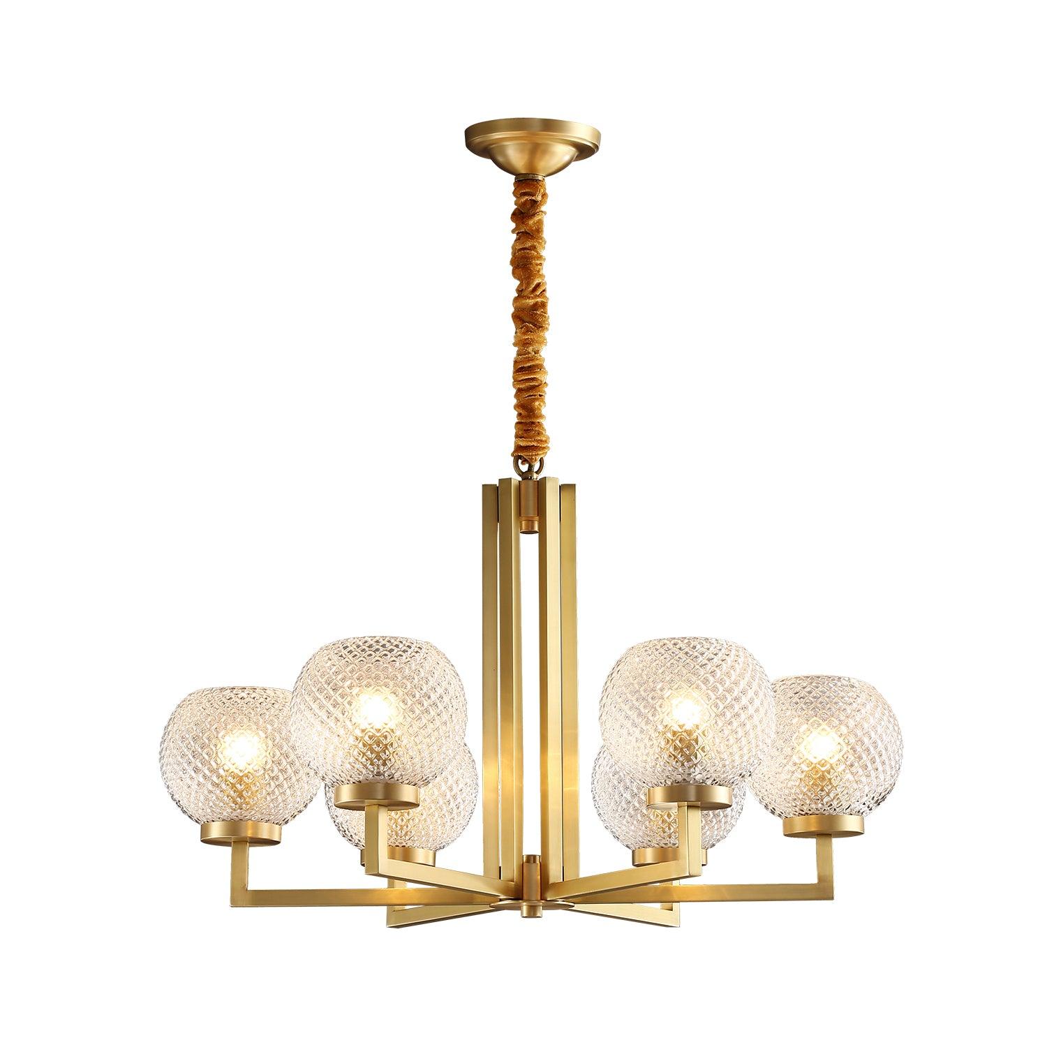 Vera Lustre en Laiton Avec Verre Cannelé - Neutralighting