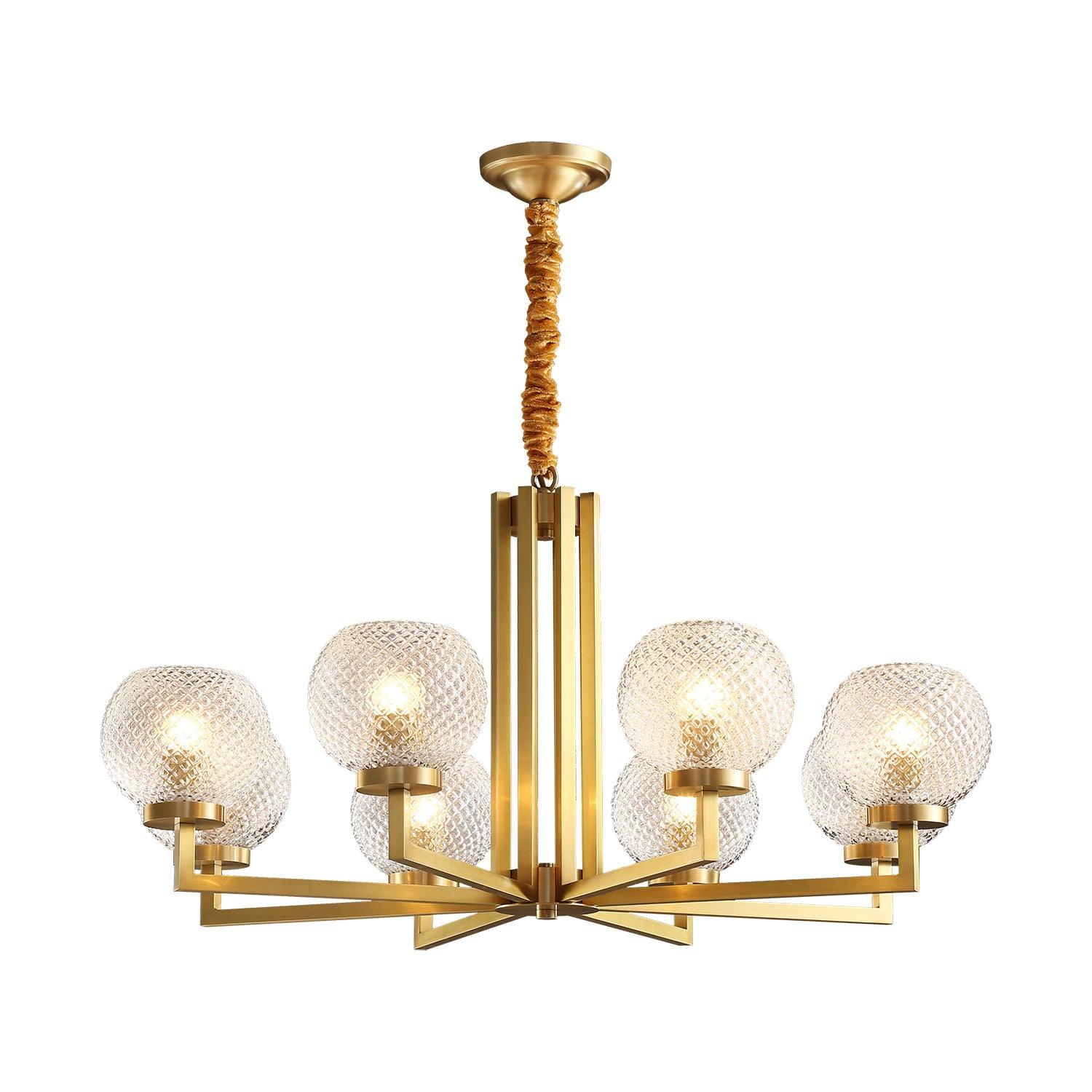Vera Lustre en Laiton Avec Verre Cannelé - Neutralighting