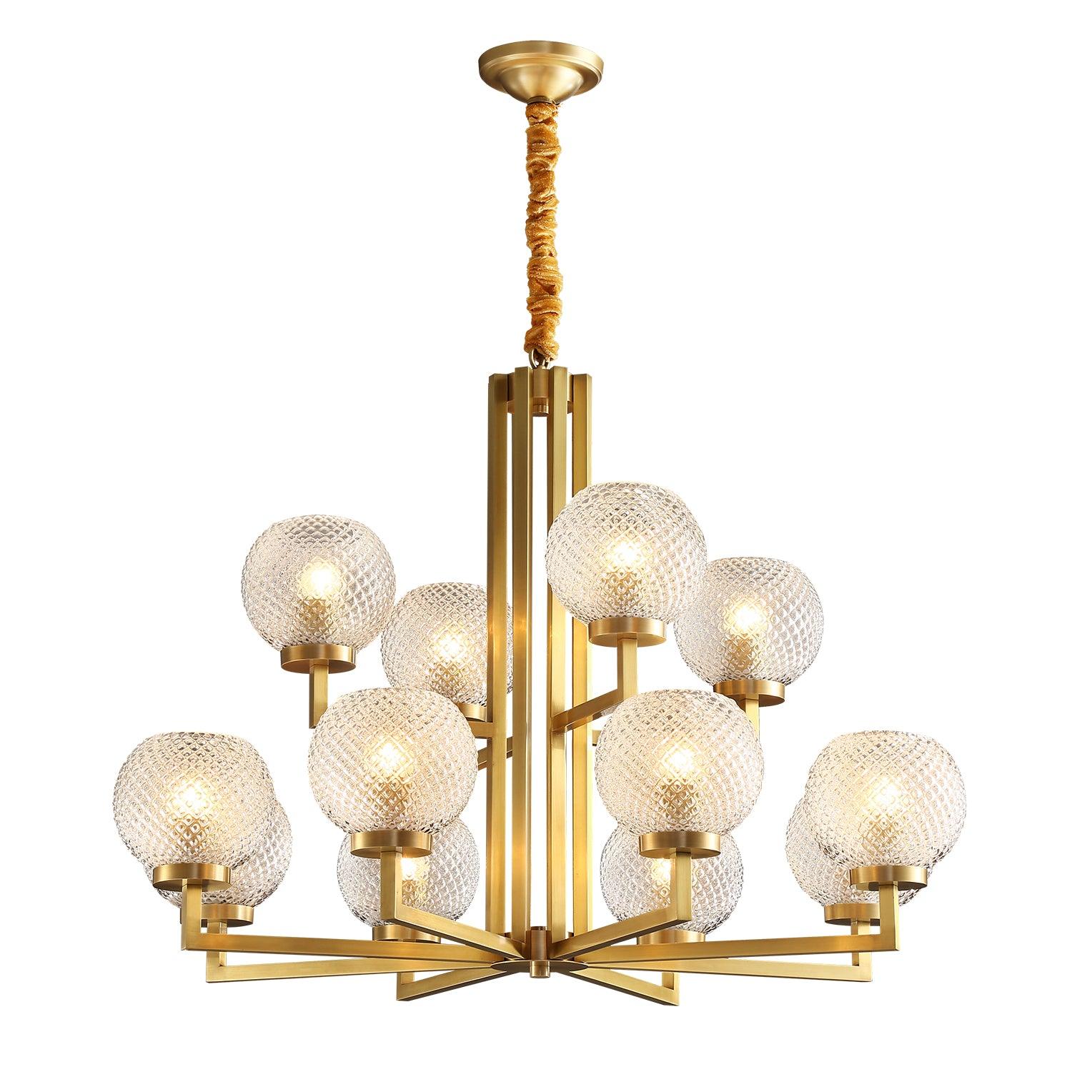 Vera Lustre en Laiton Avec Verre Cannelé - Neutralighting