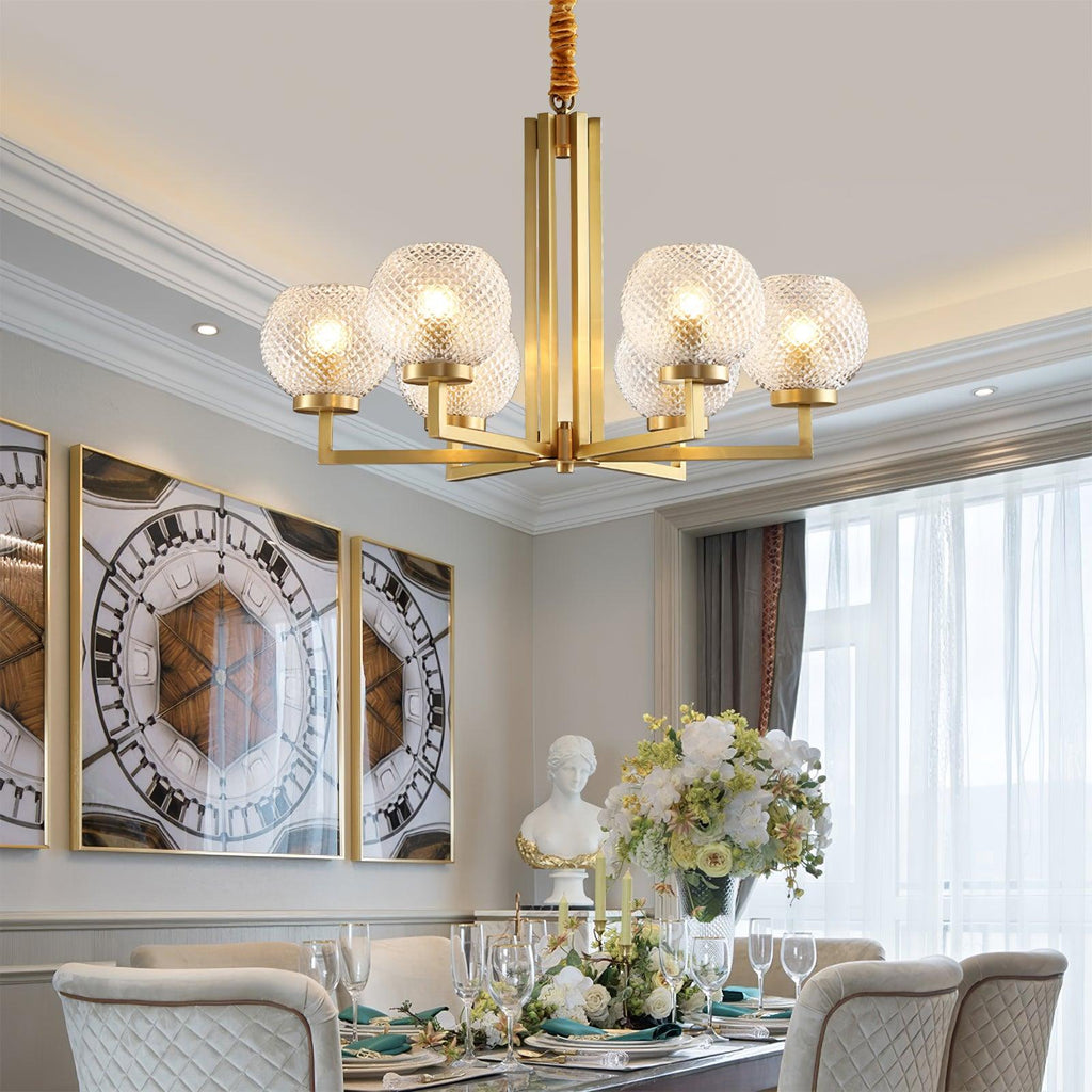 Vera Lustre en Laiton Avec Verre Cannelé - Neutralighting