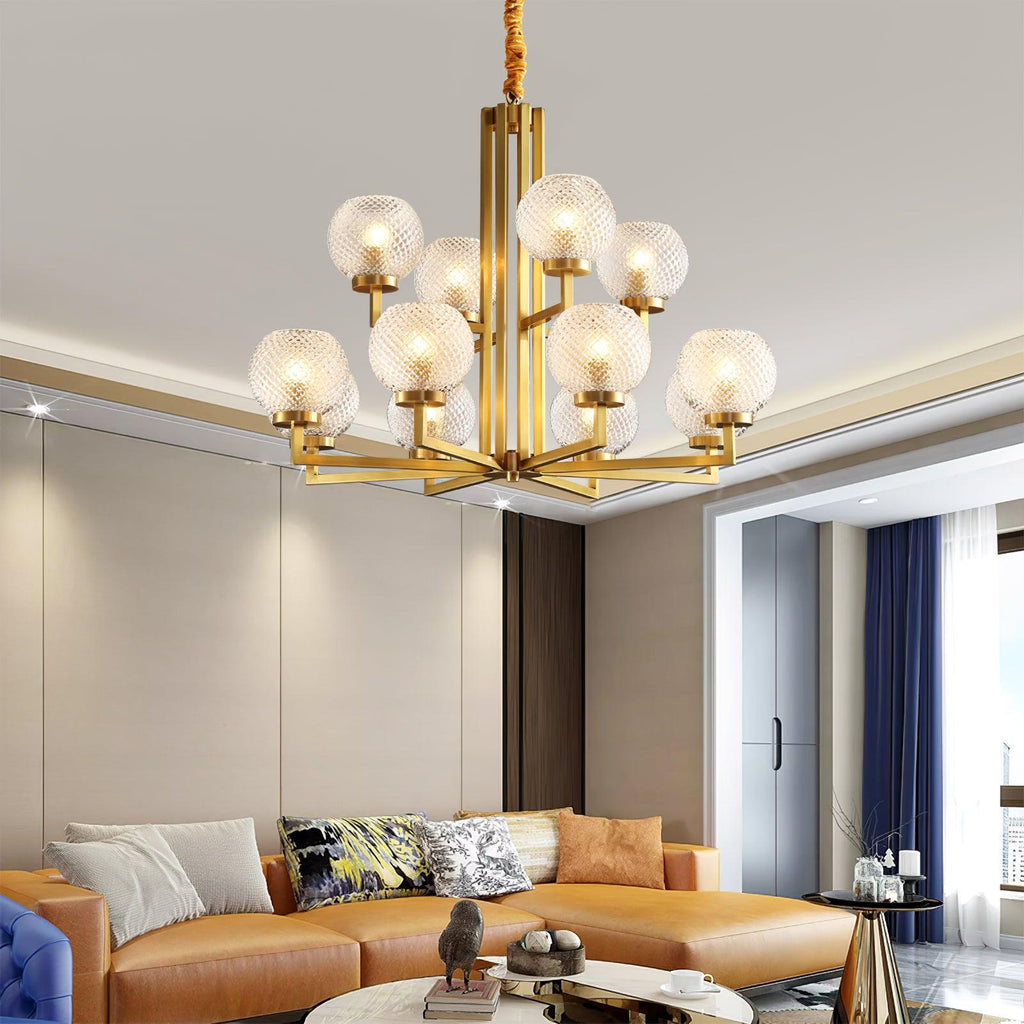 Vera Lustre en Laiton Avec Verre Cannelé - Neutralighting