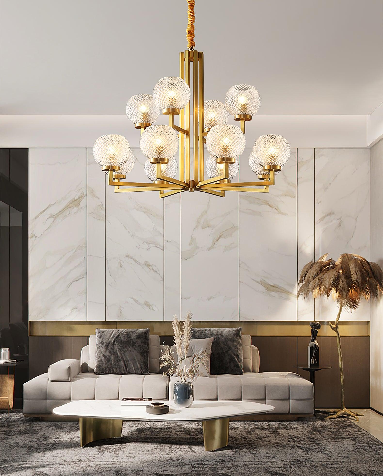 Vera Lustre en Laiton Avec Verre Cannelé - Neutralighting
