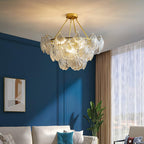 Lustra Plafonnier en Verre Ridé Shell Doré - Neutralighting