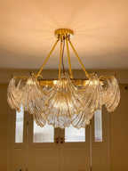 Lustra Plafonnier en Verre Ridé Shell Doré - Neutralighting