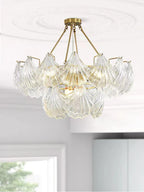 Lustra Plafonnier en Verre Ridé Shell Doré - Neutralighting