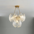 Lustra Plafonnier en Verre Ridé Shell Doré - Neutralighting