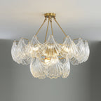 Lustra Plafonnier en Verre Ridé Shell Doré - Neutralighting