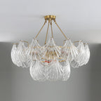 Lustra Plafonnier en Verre Ridé Shell Doré - Neutralighting
