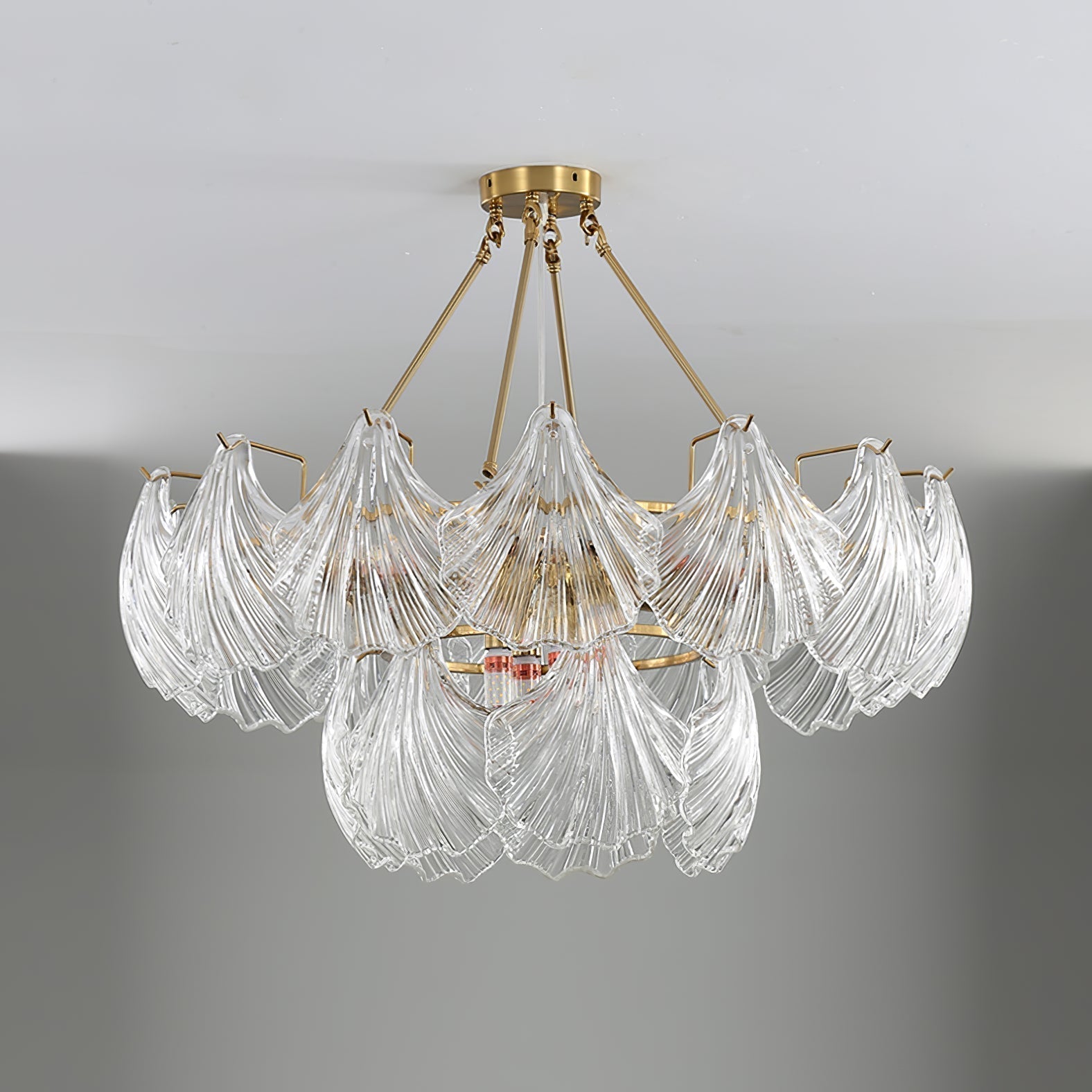 Lustra Plafonnier en Verre Ridé Shell Doré - Neutralighting