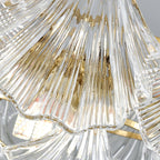 Lustra Plafonnier en Verre Ridé Shell Doré - Neutralighting
