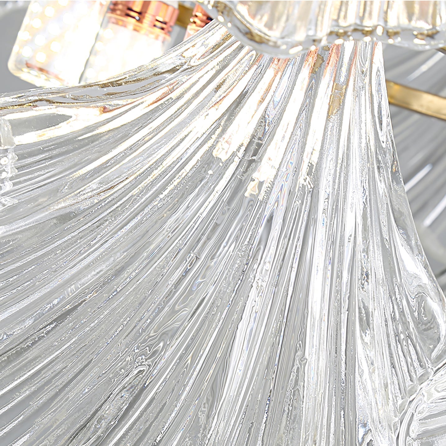 Lustra Plafonnier en Verre Ridé Shell Doré - Neutralighting
