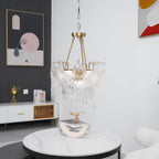 Lustra Plafonnier en Verre Ridé Shell Doré - Neutralighting