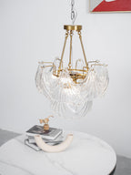 Lustra Plafonnier en Verre Ridé Shell Doré - Neutralighting