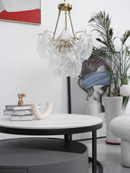 Lustra Plafonnier en Verre Ridé Shell Doré - Neutralighting