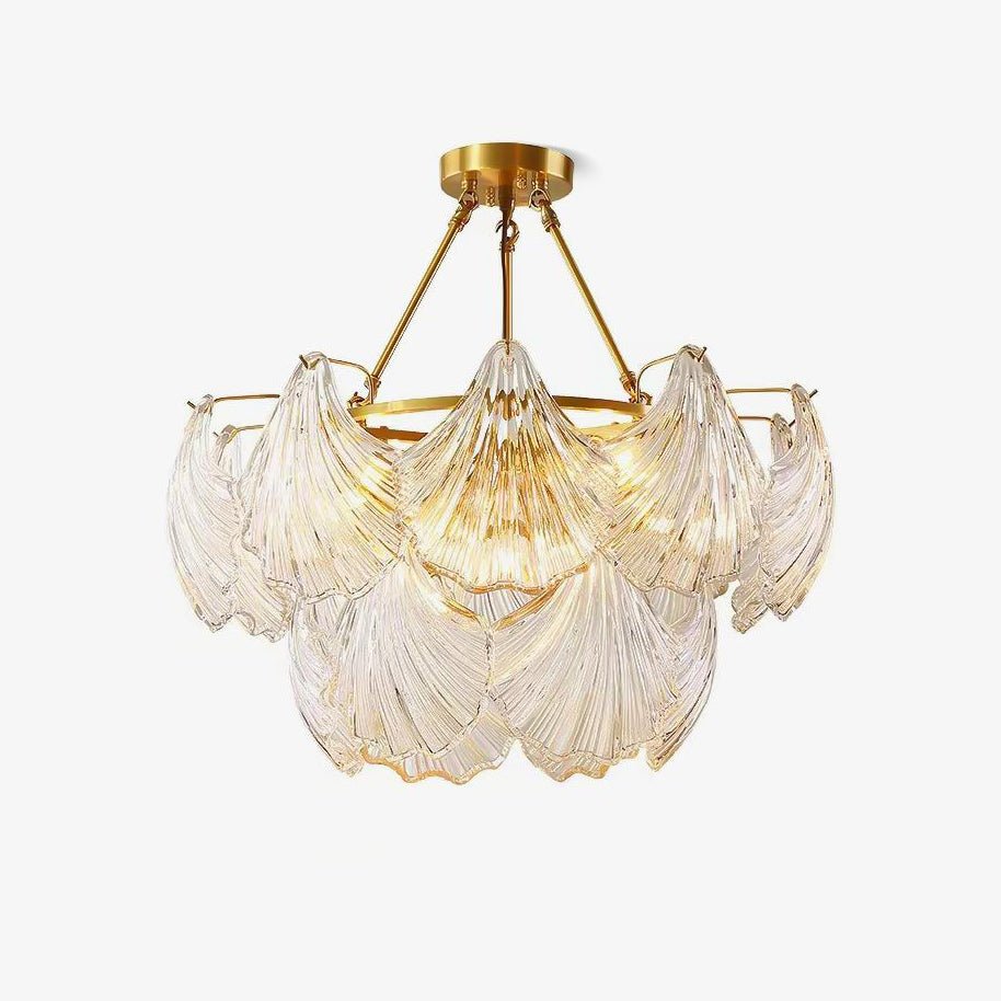 Lustra Plafonnier en Verre Ridé Shell Doré - Neutralighting