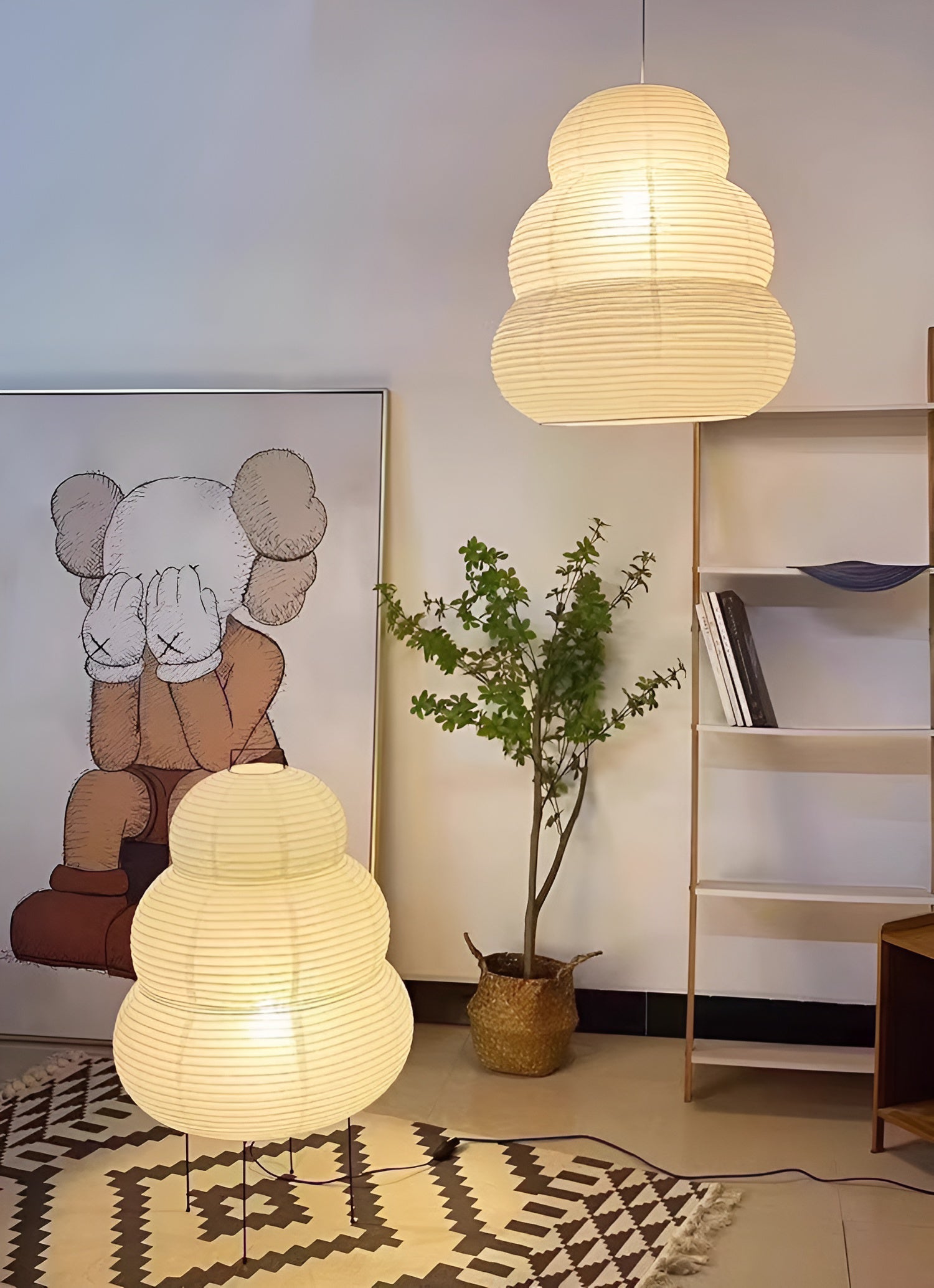 Solara Suspension Papier Washi Lanternes Empilées Japonaises pour Salon - Neutralighting